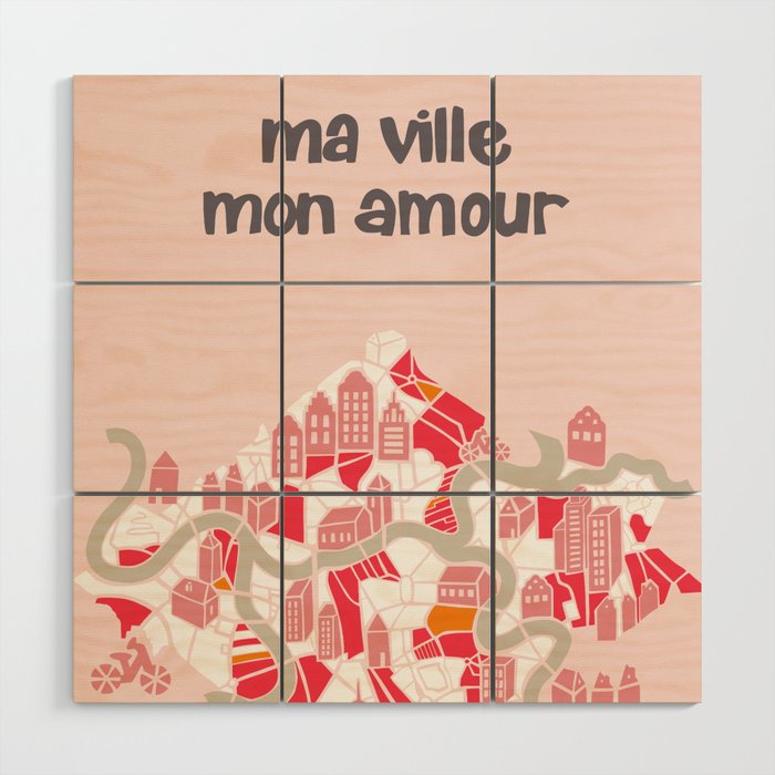 ma ville mon amour; City life collection pearl pink  Wood Wall Art Gallery Image 1