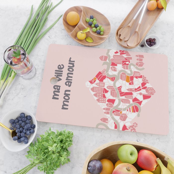 ma ville mon amour; City life collection pearl pink  Cutting Board Gallery Image 2