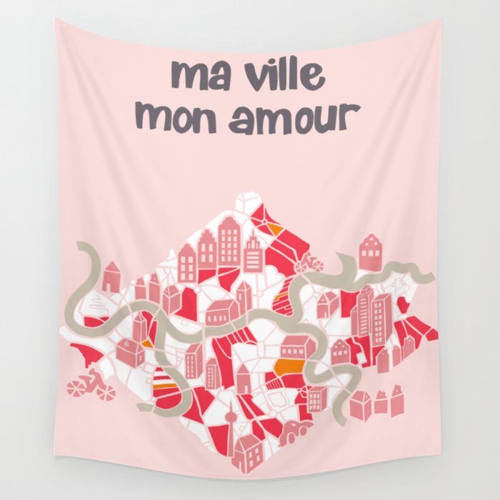 ma ville mon amour; City life collection pearl pink  Wall Tapestry Gallery Image 1