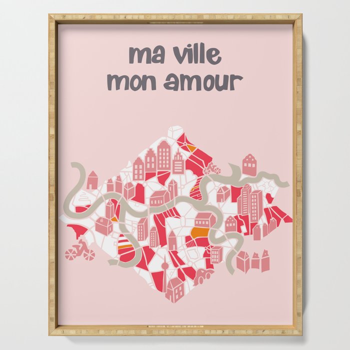 ma ville mon amour; City life collection pearl pink  Serving Tray Gallery Image 1