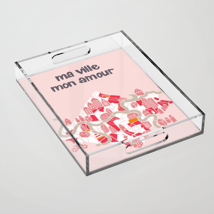 ma ville mon amour; City life collection pearl pink  Acrylic Tray Gallery Image 1