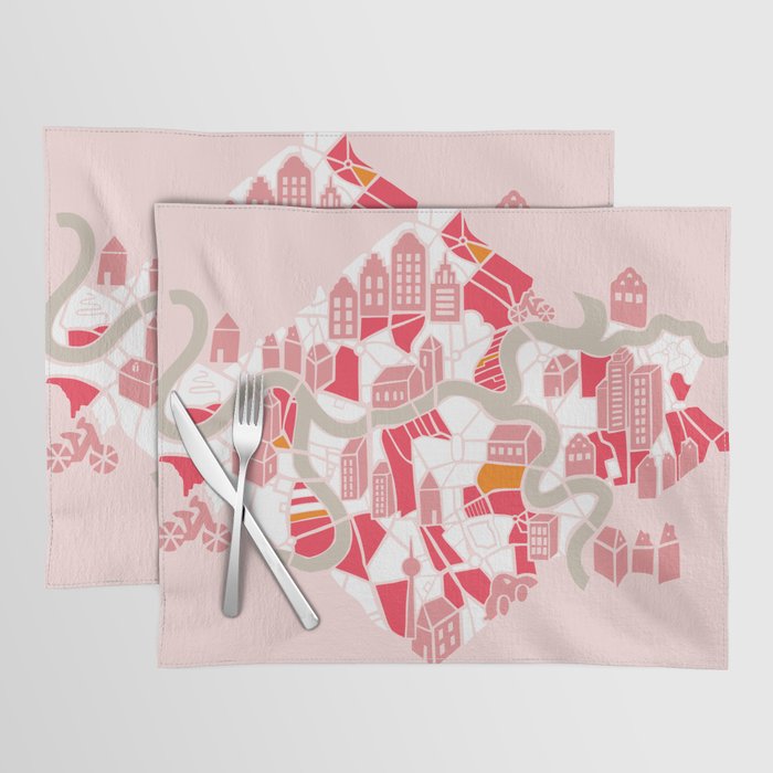 ma ville mon amour; City life collection pearl pink  Placemat Gallery Image 1