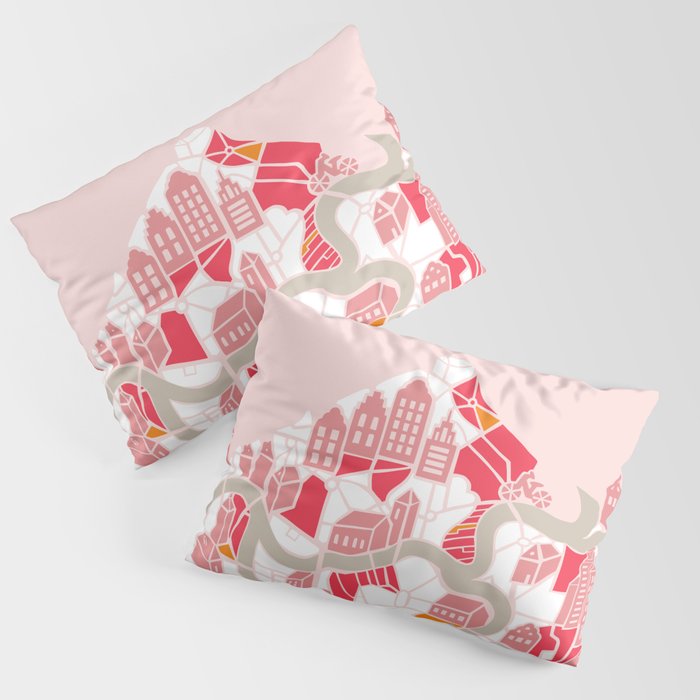 ma ville mon amour; City life collection pearl pink  Pillow Sham Gallery Image 3