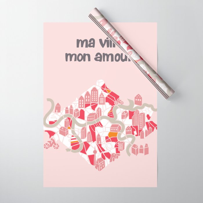 ma ville mon amour; City life collection pearl pink  Wrapping Paper Gallery Image 1