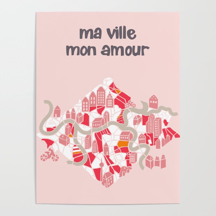 ma ville mon amour; City life collection pearl pink  Poster Gallery Image 1