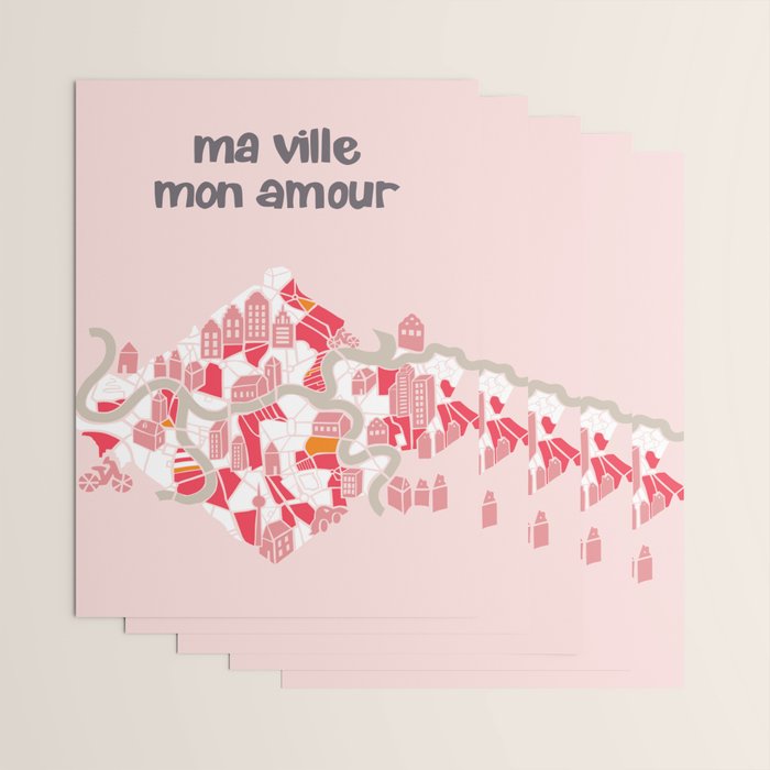 ma ville mon amour; City life collection pearl pink  Wrapping Paper Gallery Image 3