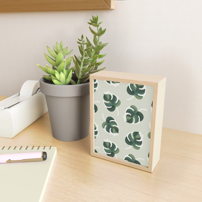 Monstera Cat pattern 1 Mini Art Print Gallery Image 2