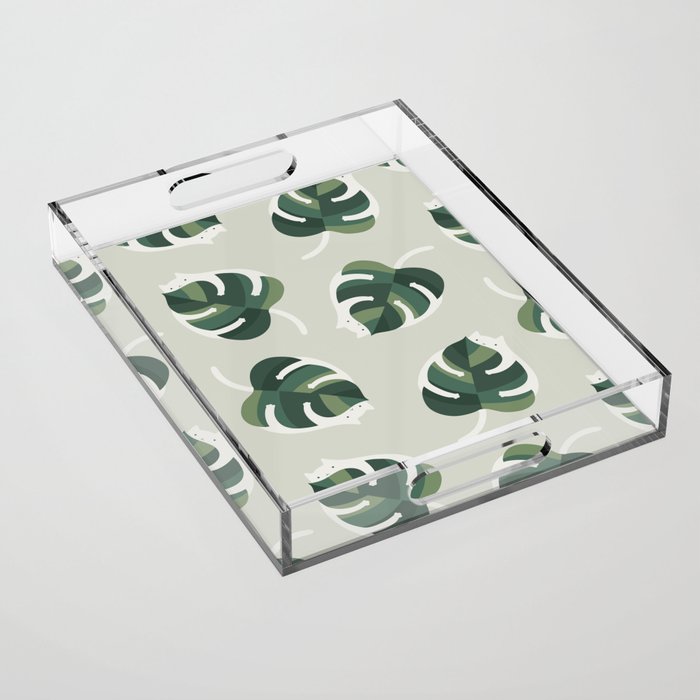 Monstera Cat pattern 1 Acrylic Tray Gallery Image 1