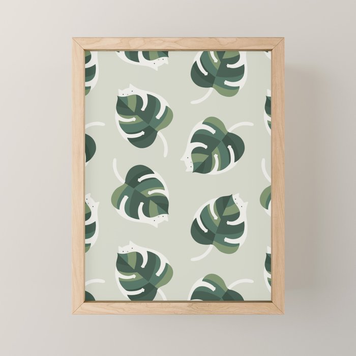 Monstera Cat pattern 1 Mini Art Print Gallery Image 1