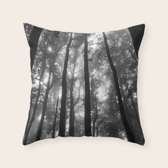 Smoky Mountain National Park Foggy Trees Throw Pillow Gallery Image 6