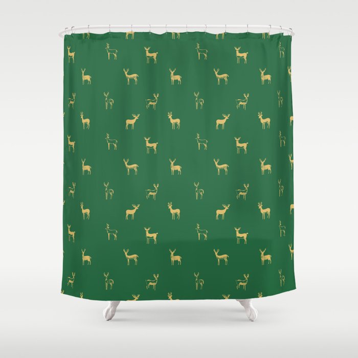 Christmas reindeer animal art pattern Shower Curtain Gallery Image 1