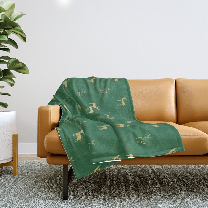 Christmas reindeer animal art pattern Throw Blanket Gallery Image 1