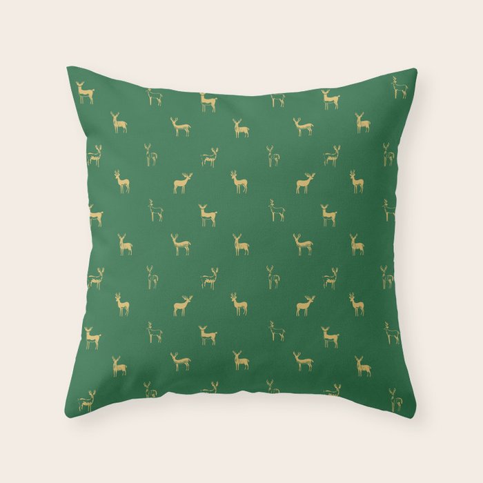 Christmas reindeer animal art pattern Throw Pillow Gallery Image 6