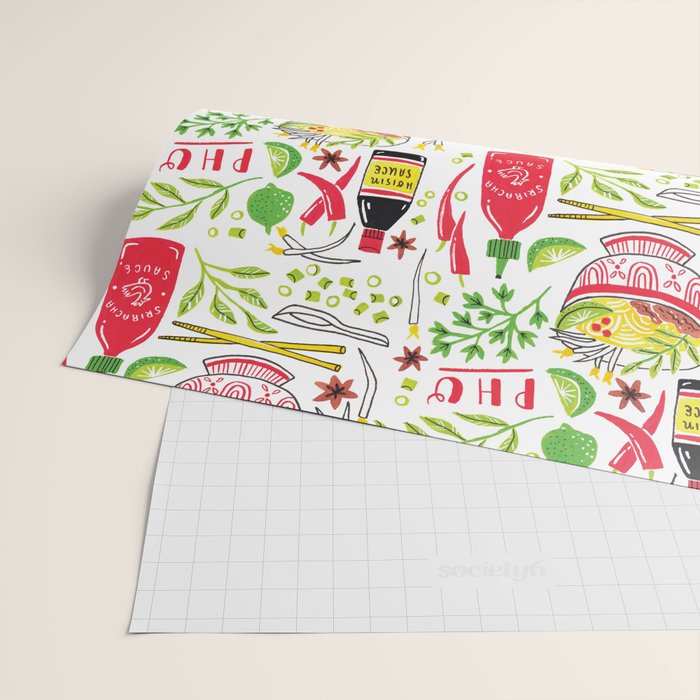 Vietnamese Pho Soup Sriracha Wrapping Paper Gallery Image 2