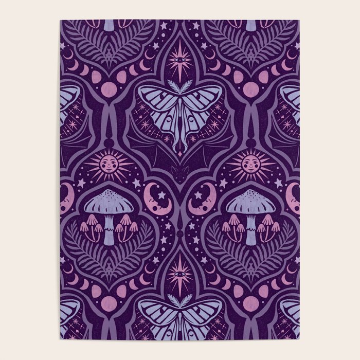 Celestial Forest Damask - Violet Poster Gallery Image 4
