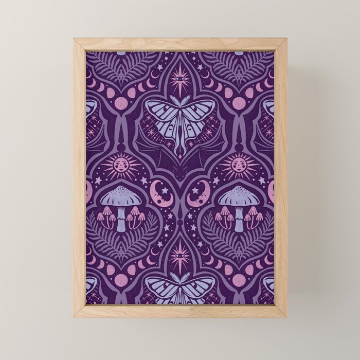 Celestial Forest Damask - Violet Mini Art Print Gallery Image 1