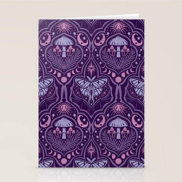Celestial Forest Damask - Violet Stationery Card Gallery Image 2