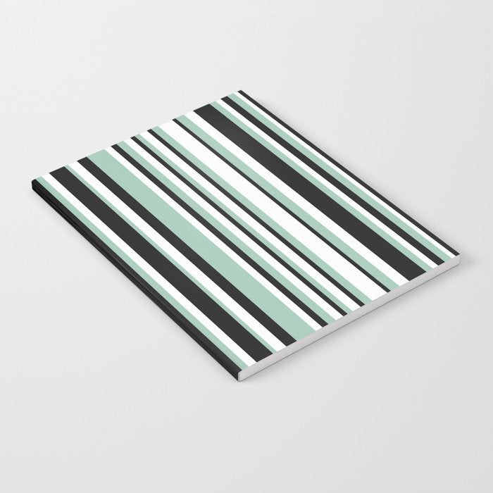 Classic Stripes XII - Mint, Black and White Notebook Gallery Image 2