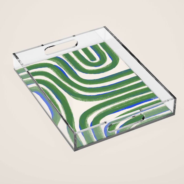 Green Blue Line Composition  Acrylic Tray Gallery Image 1