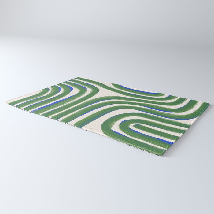 Green Blue Line Composition  Rug Gallery Image 3