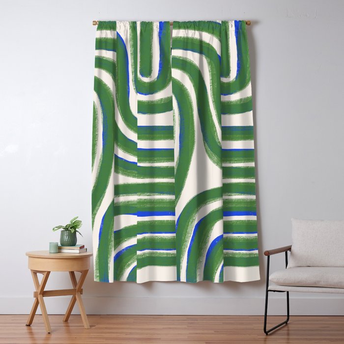 Green Blue Line Composition  Window Curtain Gallery Image 1