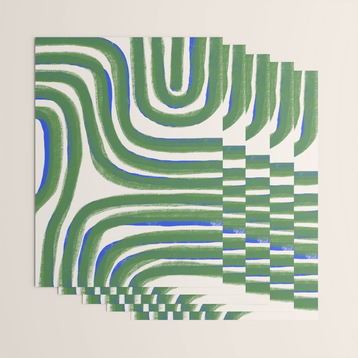 Green Blue Line Composition  Wrapping Paper Gallery Image 3