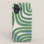 Green Blue Line Composition  iPhone Case Gallery Image 1