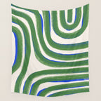 Green Blue Line Composition  Wall Tapestry Gallery Image 4