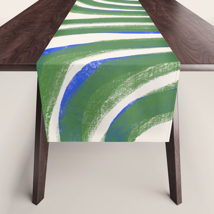 Green Blue Line Composition  Table Runner Gallery Image 1