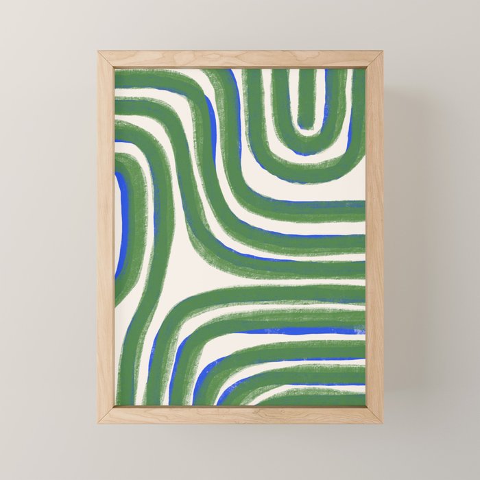 Green Blue Line Composition  Mini Art Print Gallery Image 1