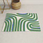 Green Blue Line Composition  Rug Gallery Image 1