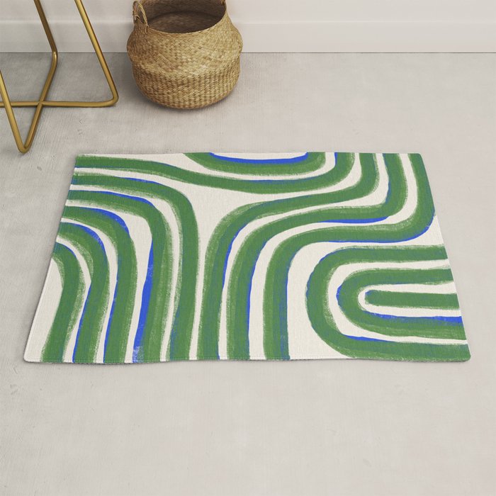 Green Blue Line Composition  Rug Gallery Image 1
