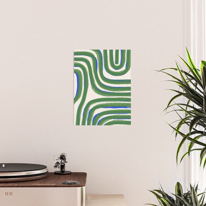 Green Blue Line Composition  Poster Gallery Image 2