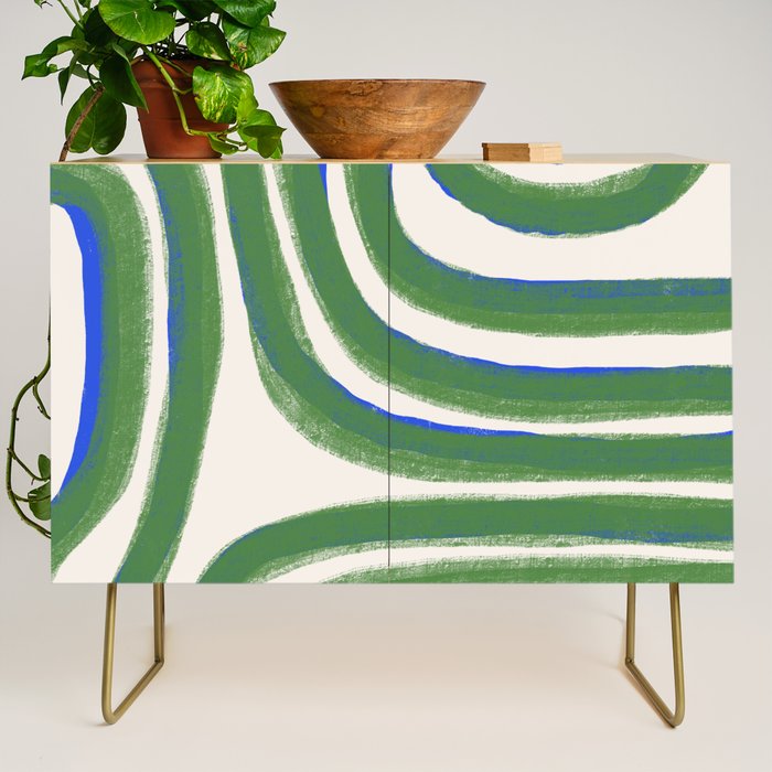 Green Blue Line Composition  Credenza Gallery Image 1