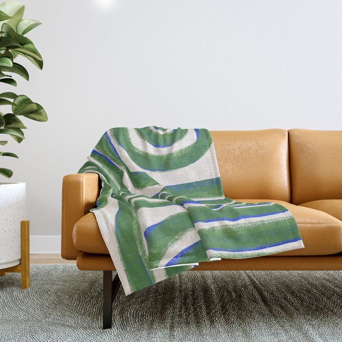 Green Blue Line Composition  Throw Blanket Gallery Image 1