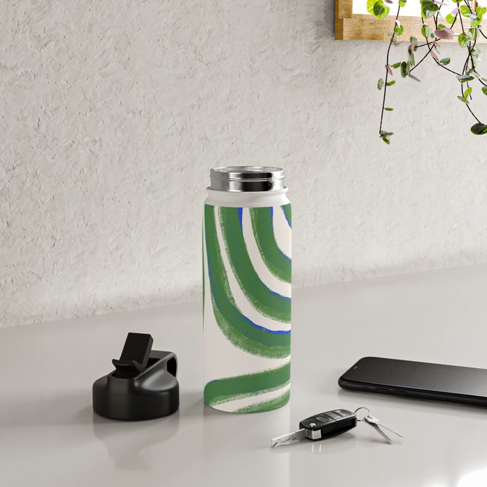Green Blue Line Composition  Water Bottle Gallery Image 4