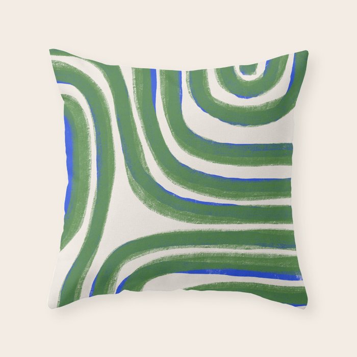 Green Blue Line Composition  Throw Pillow Gallery Image 6