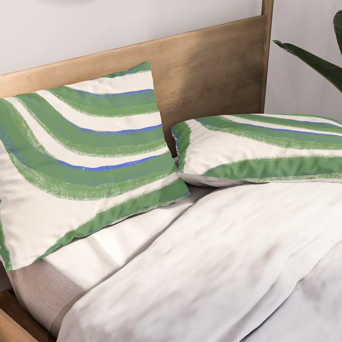 Green Blue Line Composition  Pillow Sham Gallery Image 2