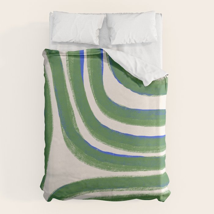 Green Blue Line Composition  Duvet Cover Gallery Image 1