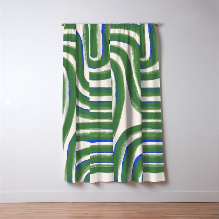 Green Blue Line Composition  Window Curtain Gallery Image 3