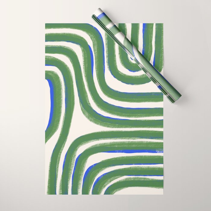 Green Blue Line Composition  Wrapping Paper Gallery Image 1