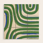 Green Blue Line Composition  Wood Wall Art Gallery Image 1