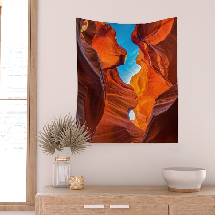 Sand & Sky Antelope Canyon Arizona Landscape Wall Tapestry Gallery Image 2