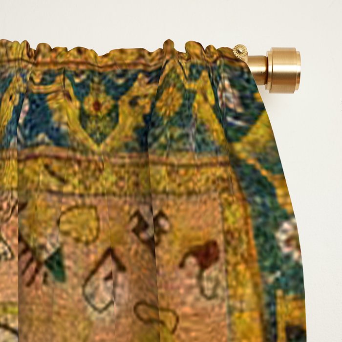 Persian Heritage Rug Design in Warm Earth Tones Window Curtain Gallery Image 2