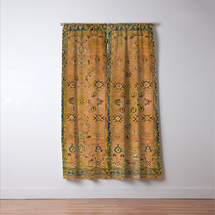 Persian Heritage Rug Design in Warm Earth Tones Window Curtain Gallery Image 3