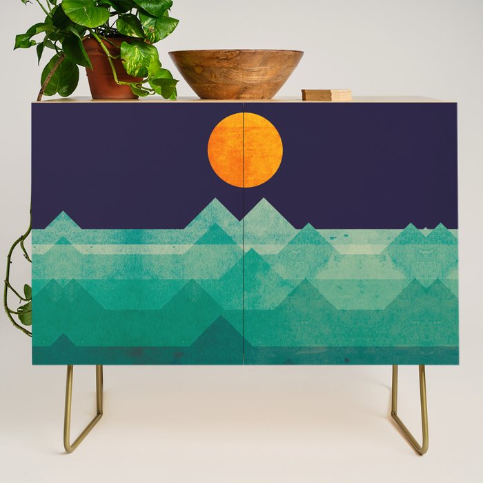 The ocean, the sea, the wave - night scene Credenza Gallery Image 1
