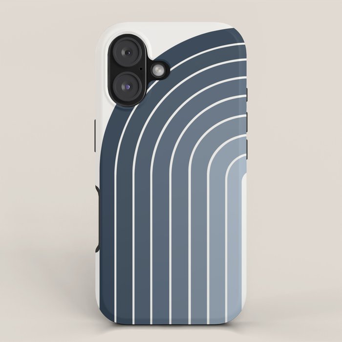 Gradient Arch II Natural Blue Mid Century Modern Rainbow iPhone Case Gallery Image 1