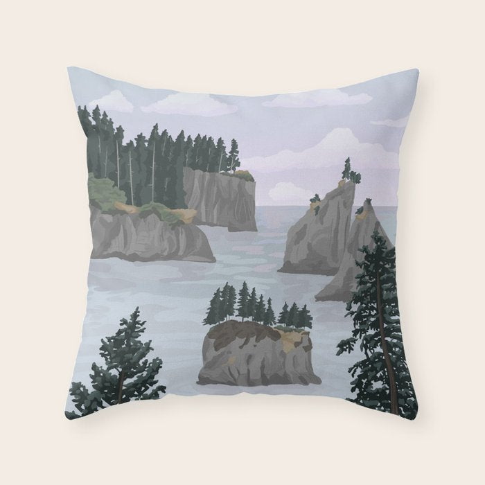 Olympic National Park Poster, Washington, illustrated National Parks USA Throw Pillow Gallery Image 6