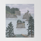 Olympic National Park Poster, Washington, illustrated National Parks USA Throw Blanket Gallery Image 2