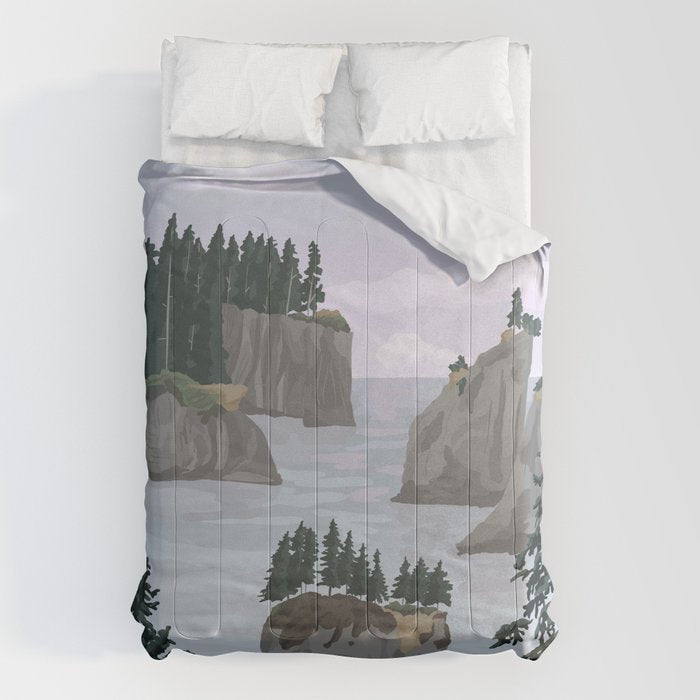 Olympic National Park Poster, Washington, illustrated National Parks USA Comforter Gallery Image 1